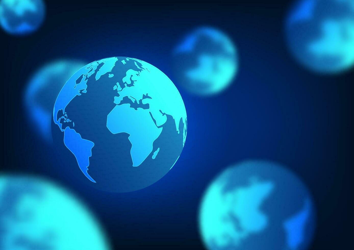 Earth technology background The world is placed in multiples using a blurred, single-point technique to accentuate the focus. Used for poster work. and technology-related work vector
