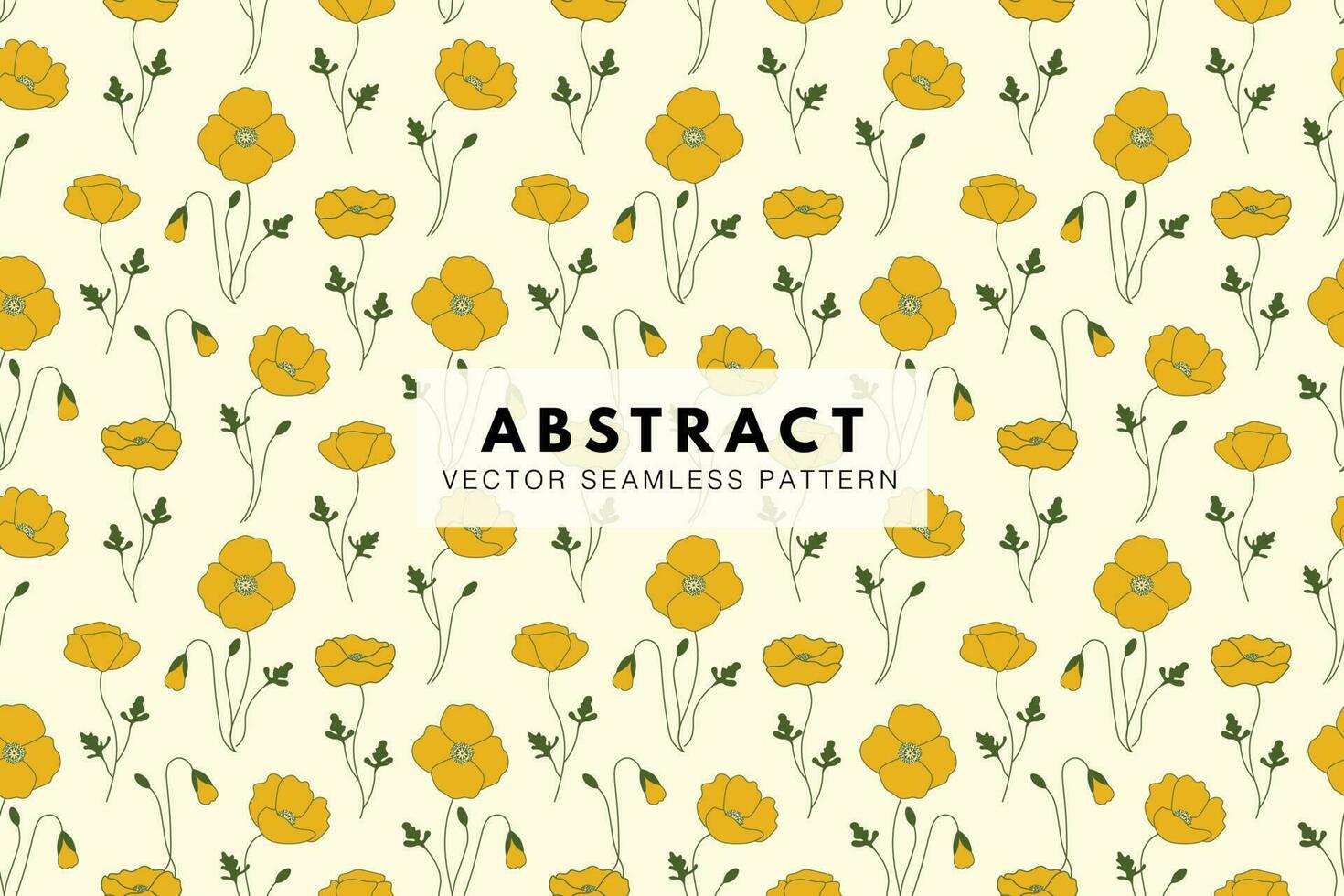 Poppy yellow flower abstract seamless repeat vector pattern