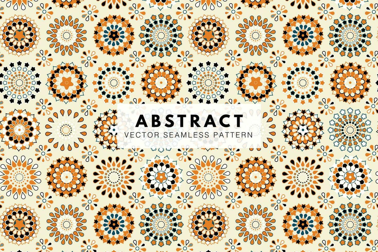 Geometric mandala colorful floral seamless repeat vector pattern