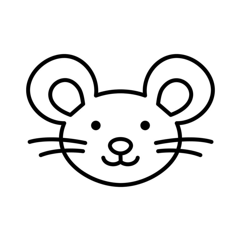 Mouse face, muzzle. Doodle style. Hand drawn character. Animal head illustration. Vector hand drawn illustration.