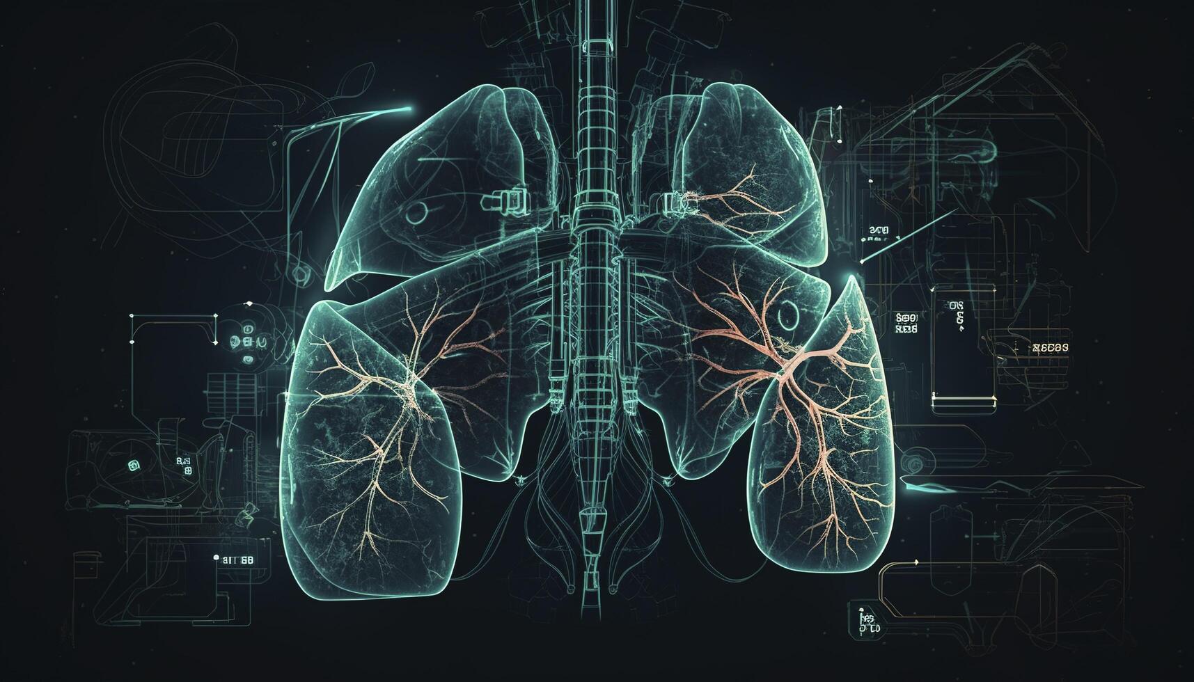 Smoky lungs of a smoker on a dark background isolate medical concept 3d illustration photo