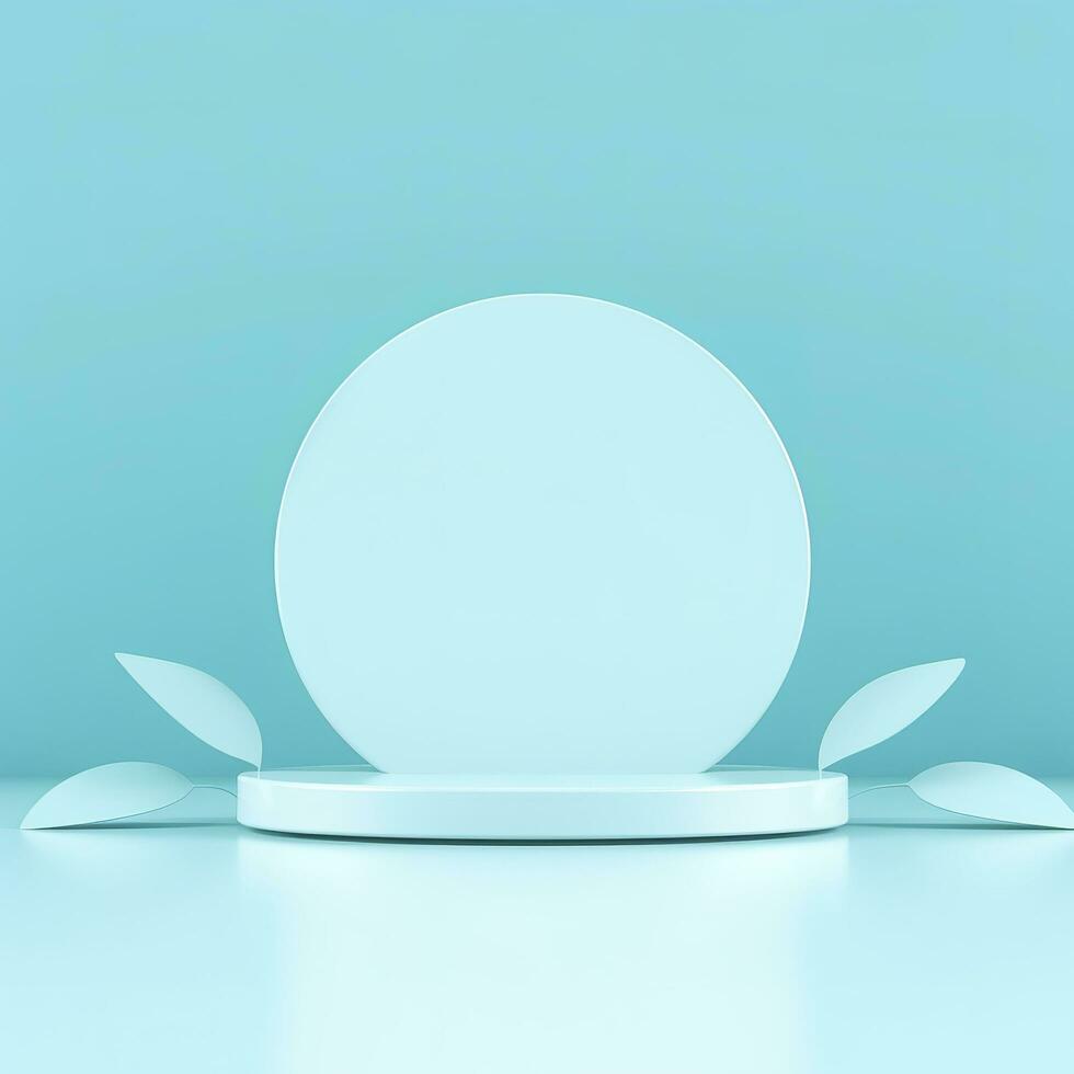 Minimal background. podium and blue background for product presentation. 3d rendering illustration. Luxury podium for product presentation 3d render, generate ai photo