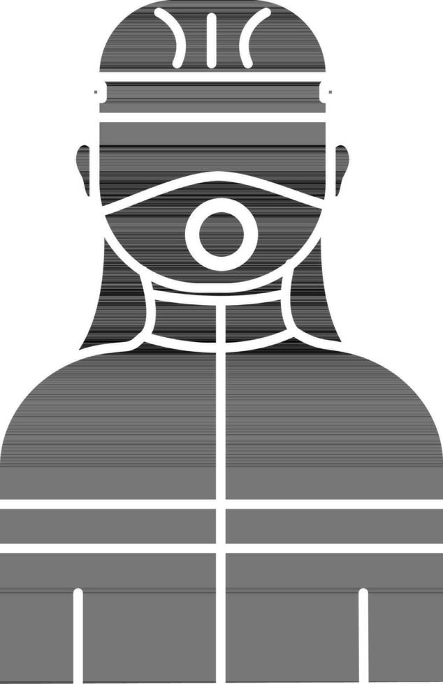 Firefighter Wearing Mask Icon In Glyph Style. vector
