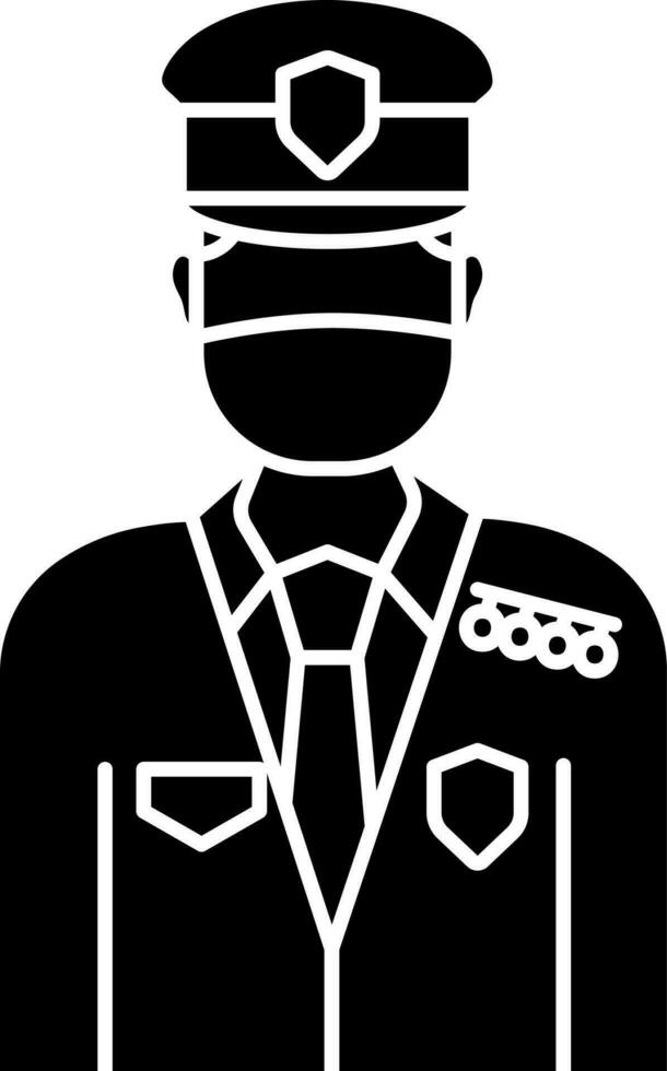 Policeman Wearing Mask Icon In Glyph Style. vector