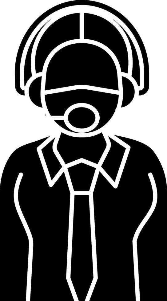 Customer Care Wear Mask Icon In black and white Color. vector