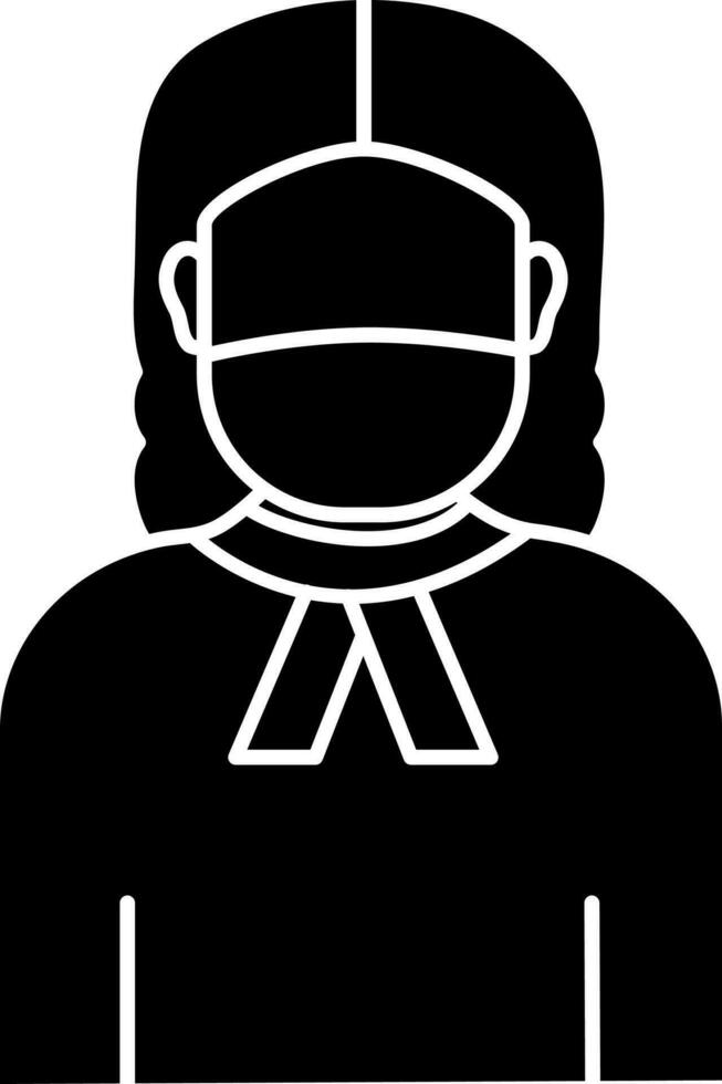 Black And White Female Judge Wear Mask Icon. vector