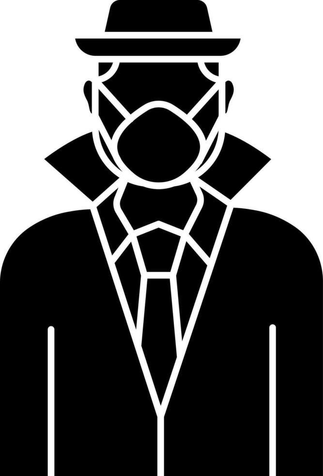 black and white Man Wearing Mask Icon Or Symbol. vector