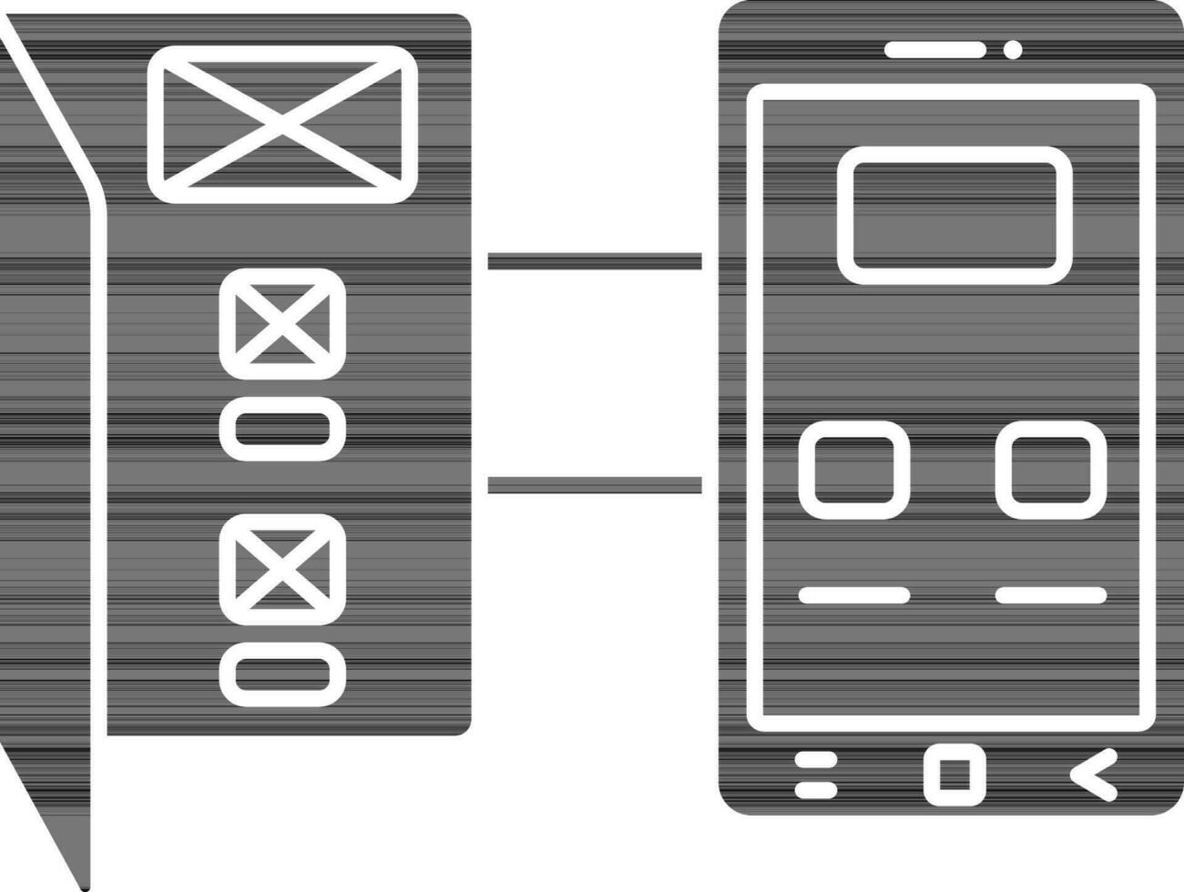 black and white Illustration of Mobile Wireframe Icon. vector