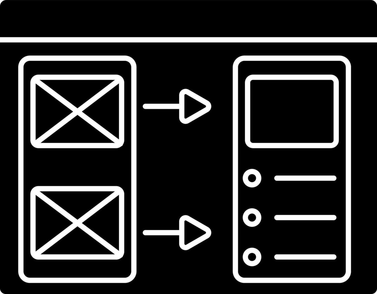 Use Miro Mobile App Wireframe Glyph Icon. vector