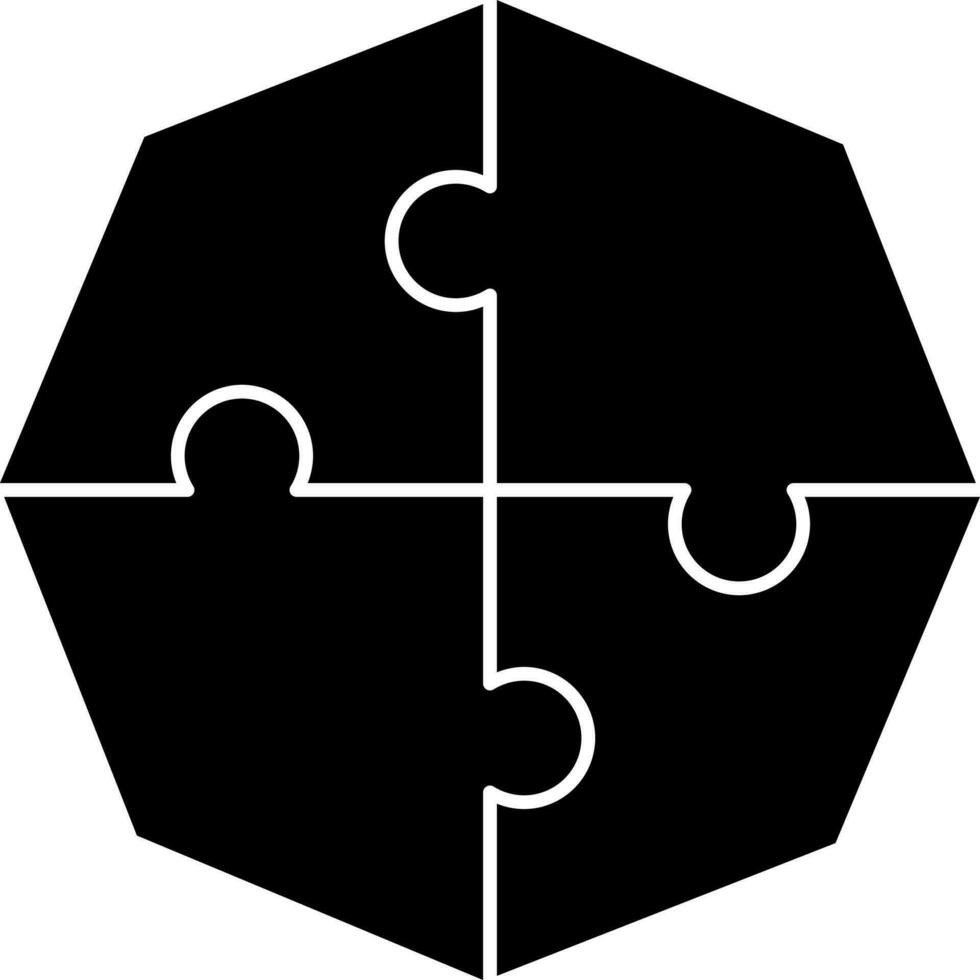 black and white Octagon Shape Puzzle Icon in Flat Style. vector