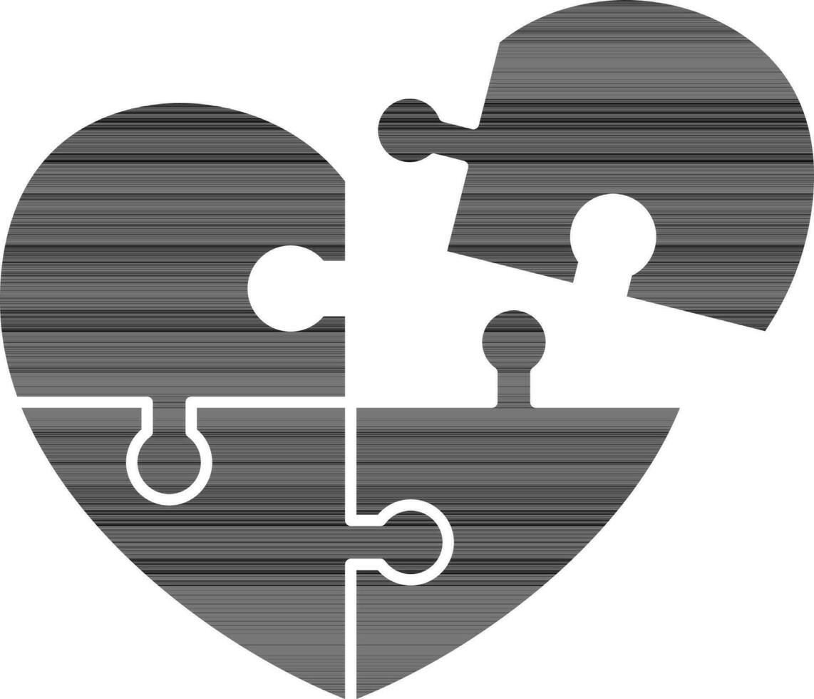 Illustration of Heart Shape Puzzle Icon in Glyph Style. vector