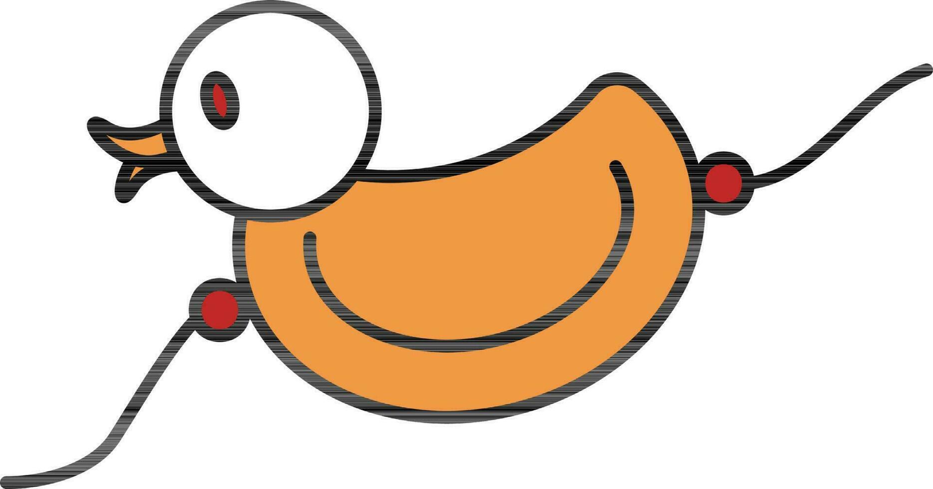 Pato forma rakhi pulsera icono en naranja y blanco color. vector