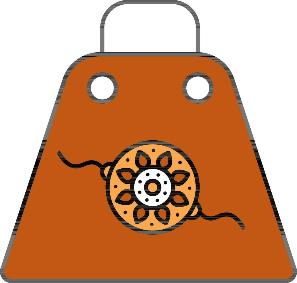 marrón floral rakhi pulsera símbolo en llevar bolso para compras icono. vector