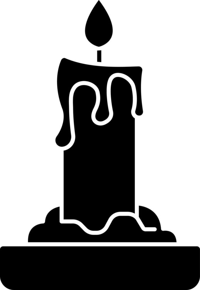 Isolated Burning Candle Icon In Glyph Style. vector