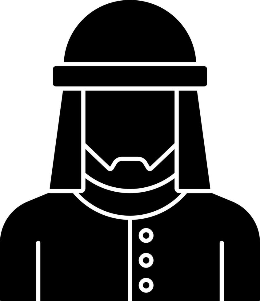 Arabian Man Icon Or Symbol In black and white Color. vector