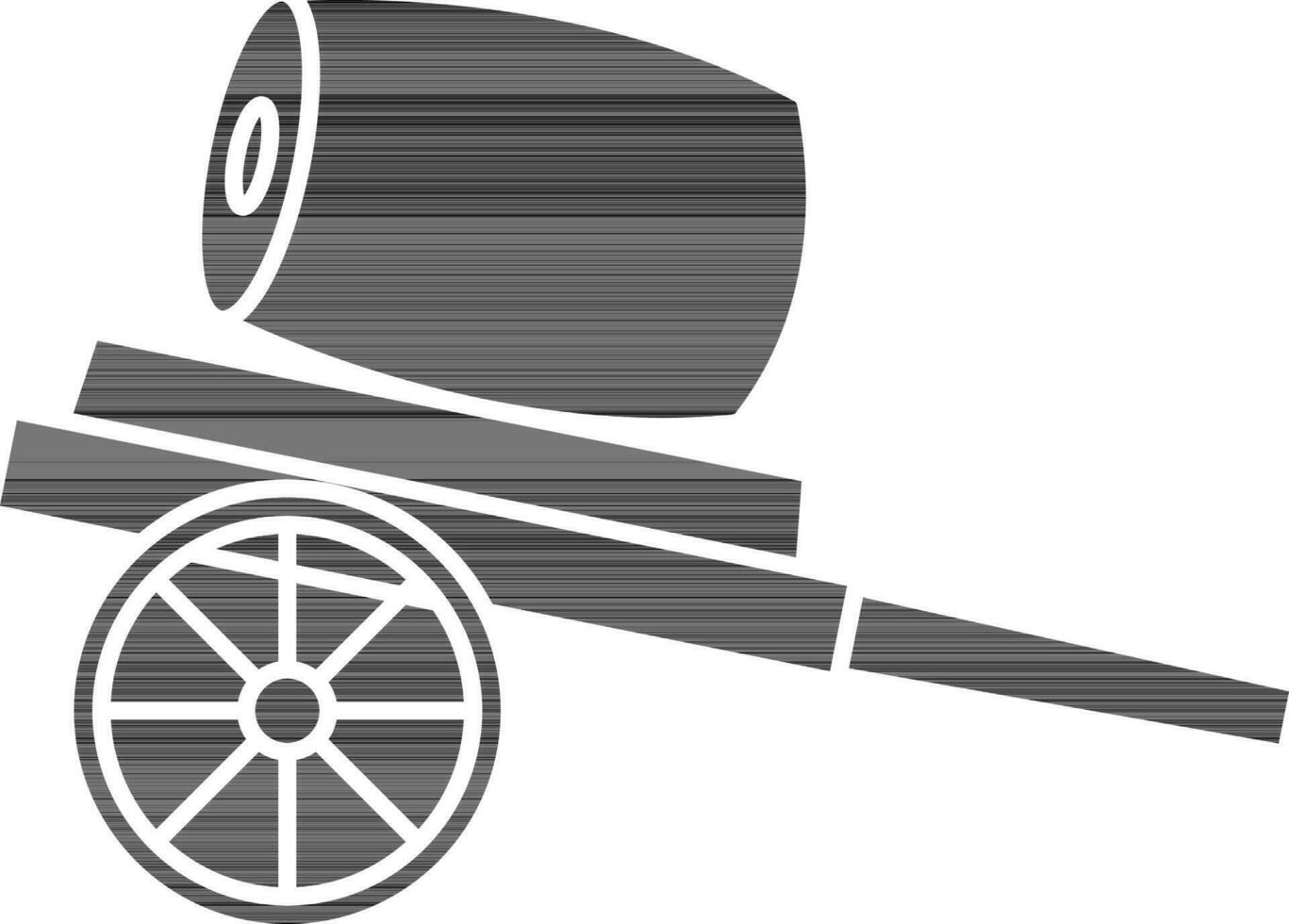 black and white Tabuh Bedug Drum On Hand Cart Icon Or Symbol. vector