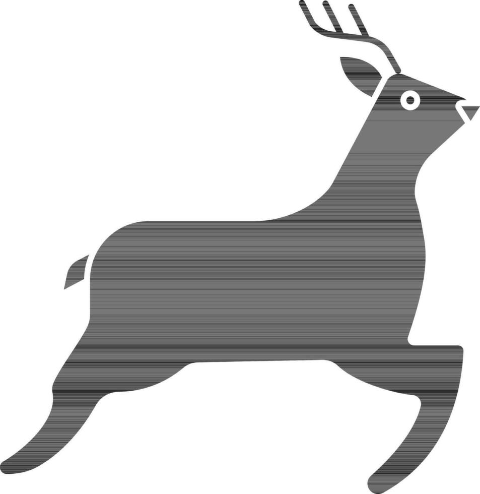 Illustration of Reindeer Icon In black and white Color. vector