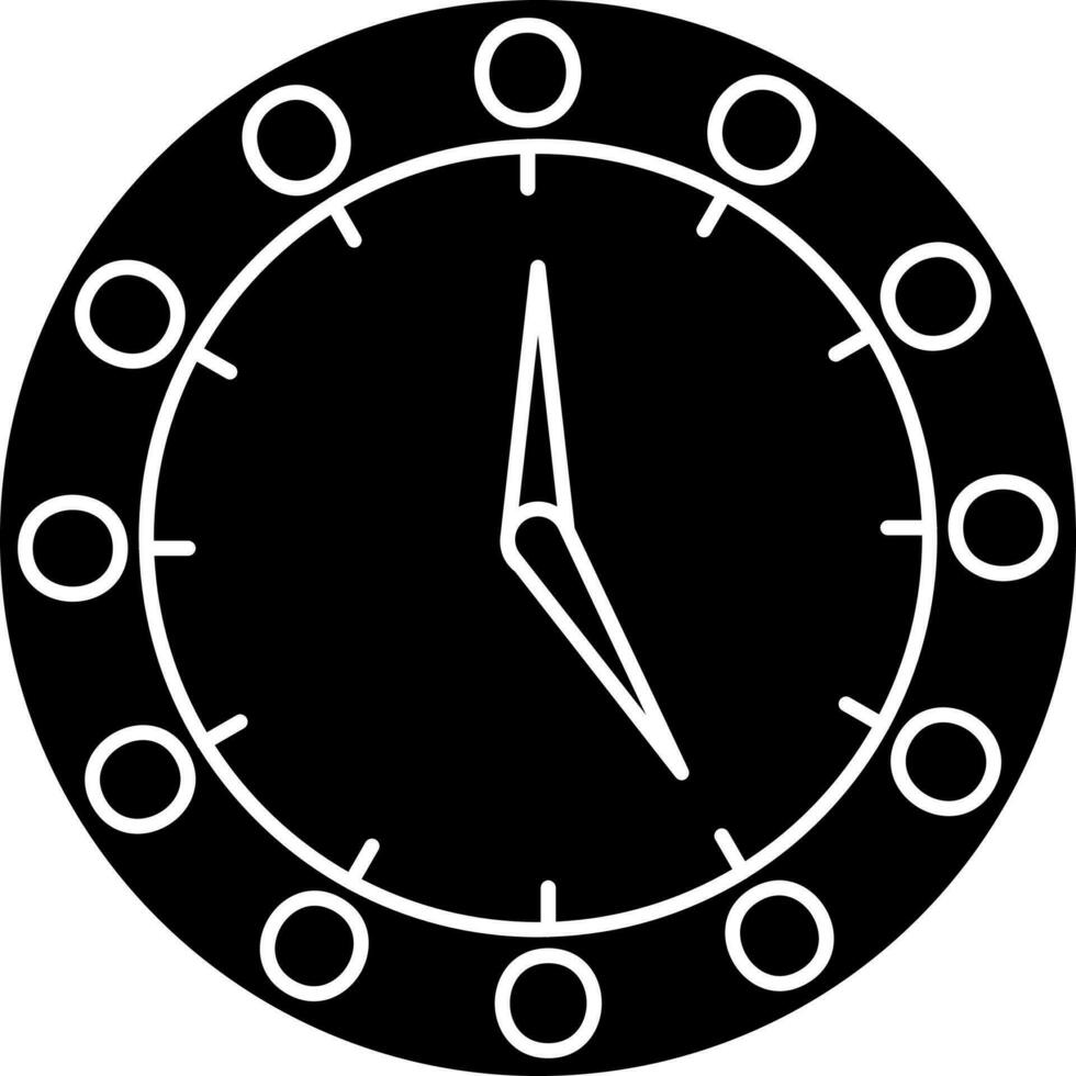 reloj icono o símbolo en negro y blanco color. vector