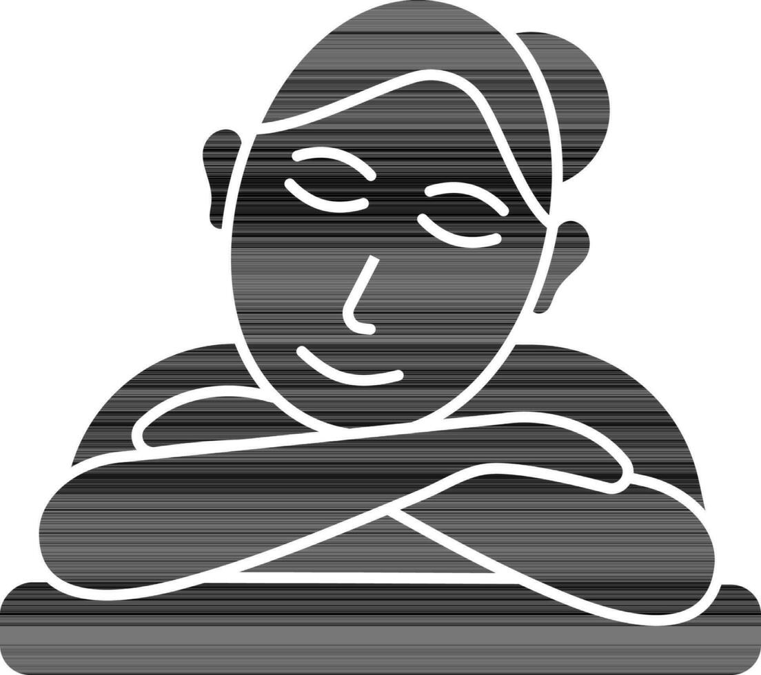 Black And White Female Relaxing Icon. vector