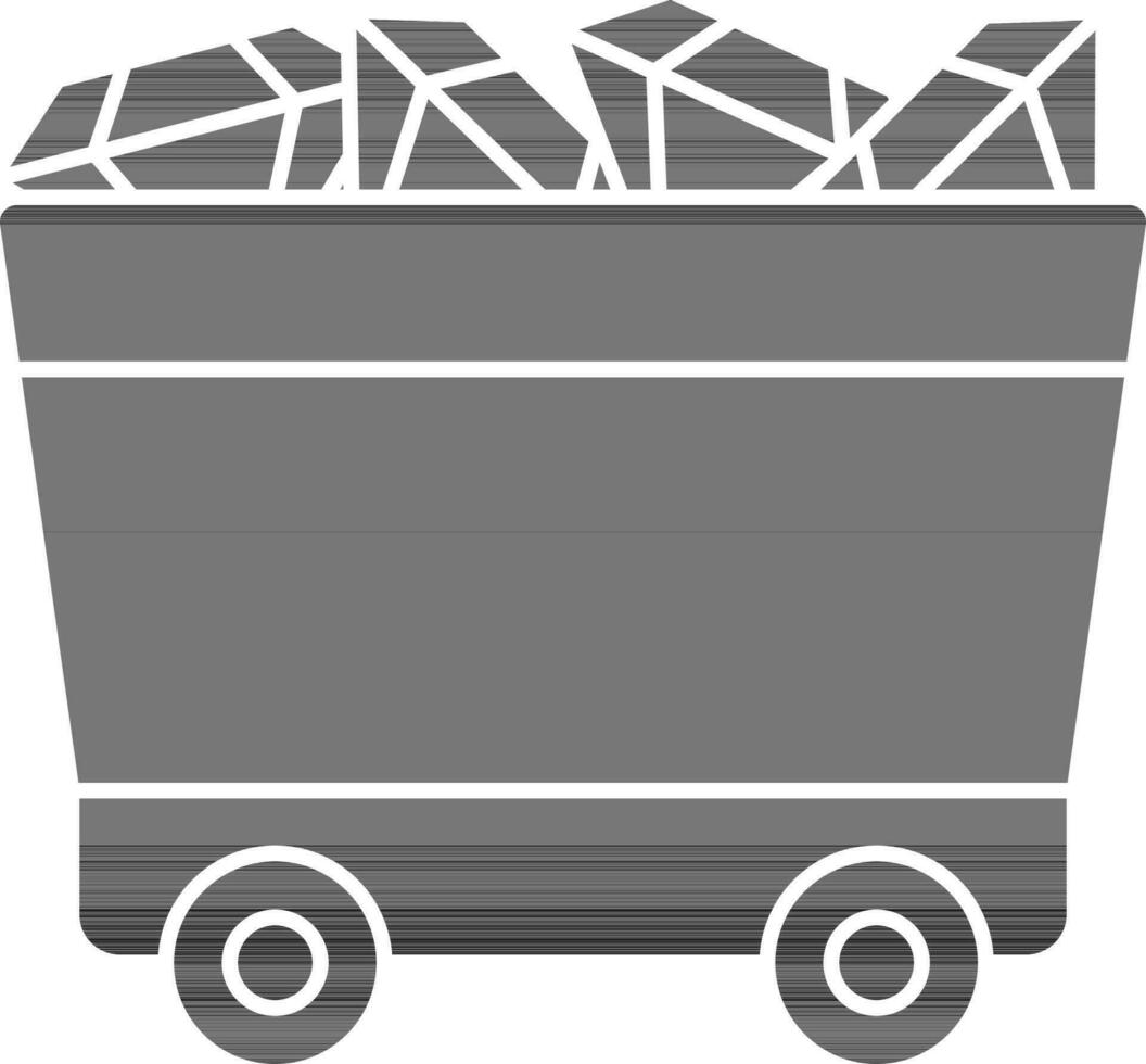 Glyph Coal Cart Icon In Flat Style. vector