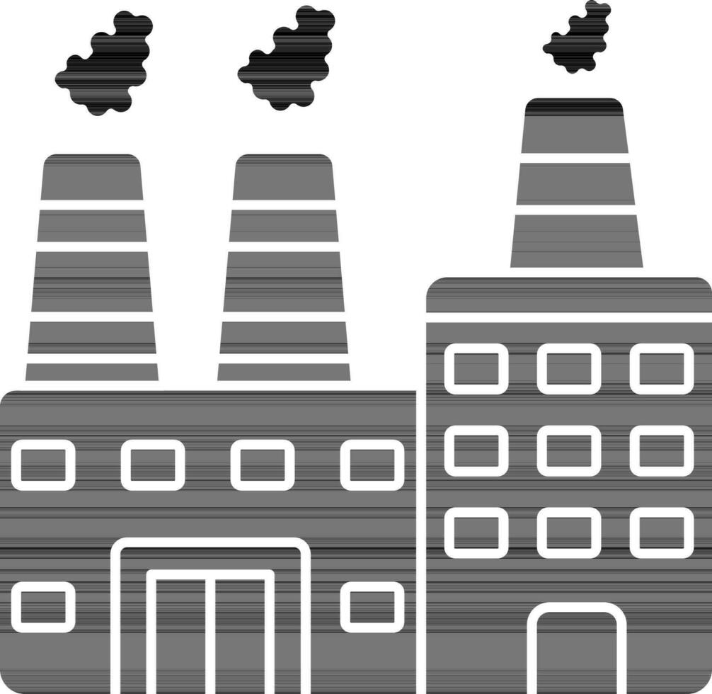 black and white Illustration of Factory Icon. vector