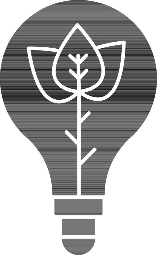 Black And White Plant In Bulb Icon. vector