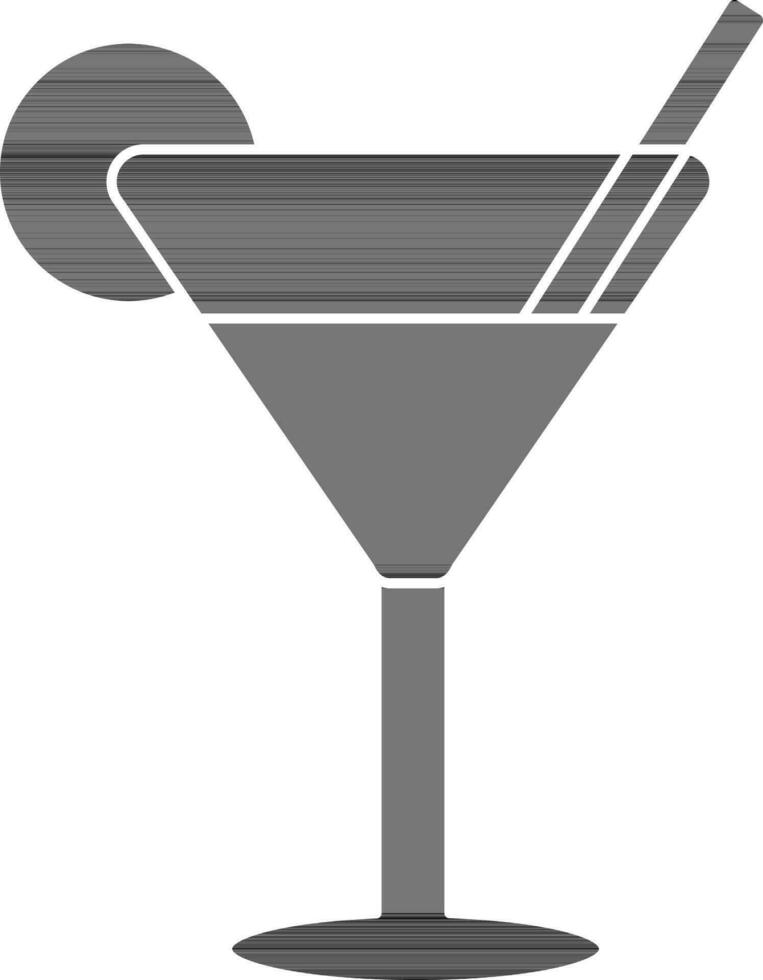 Isolated Cocktail Glass Icon In black and white Color. vector