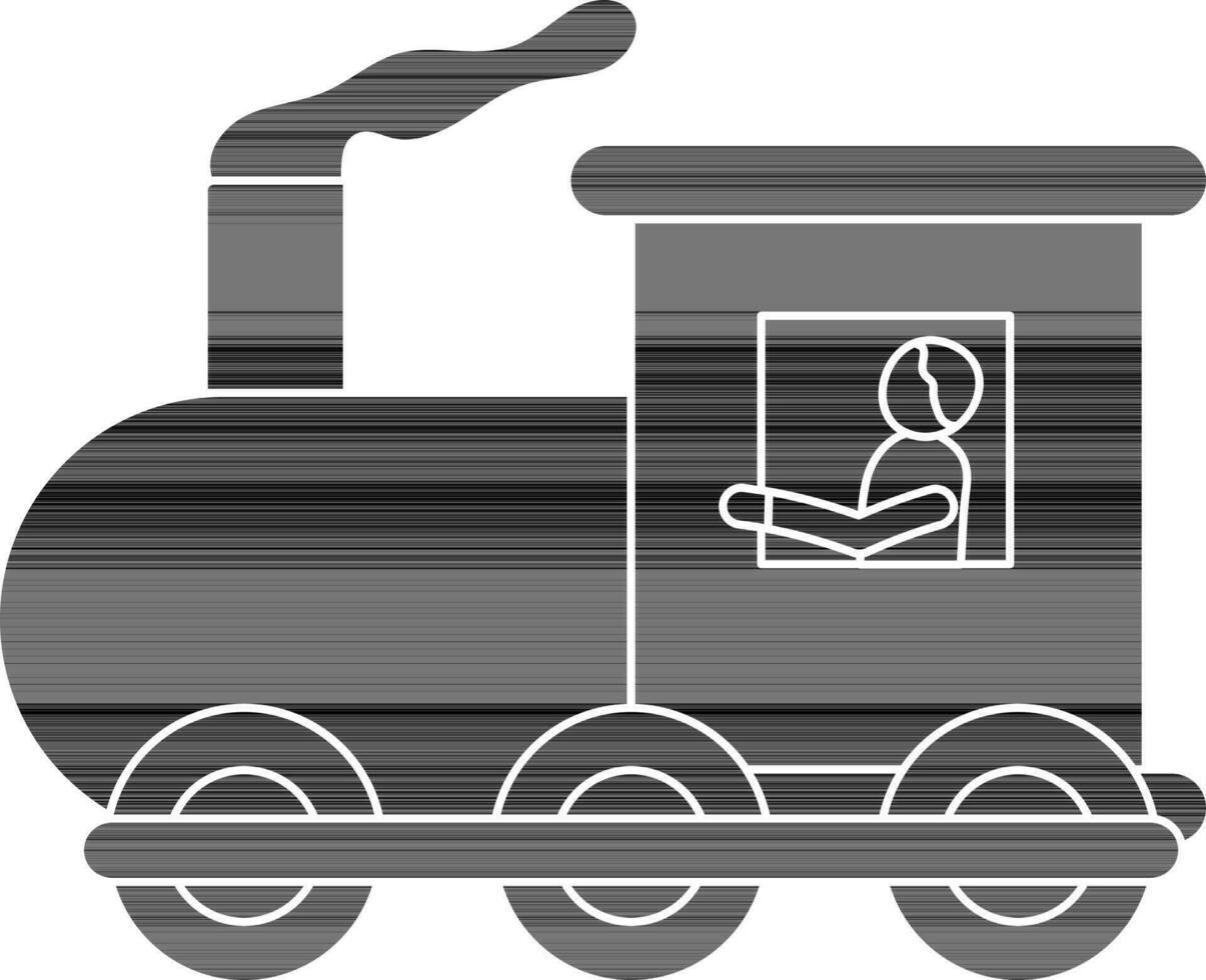 Glyph Style Man Driving Train Engine Icon. vector