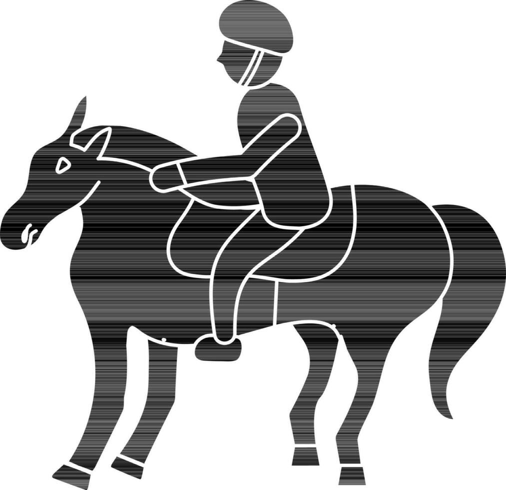 Boy Riding A Horse Icon In Glyph Style. vector