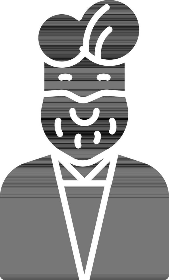 barba hombre personaje icono en negro y blanco color. vector