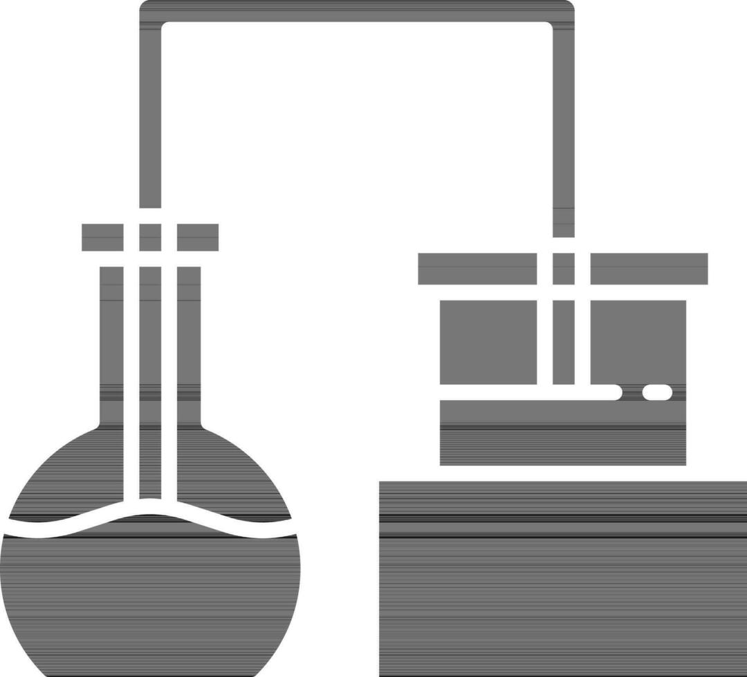 Chemical Experiment Icon In black and white Color. vector