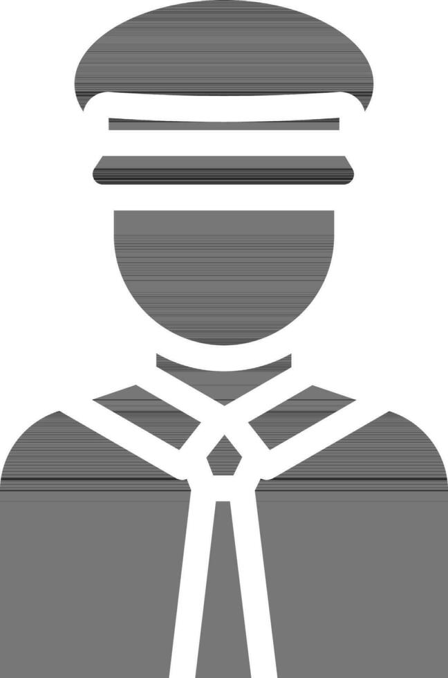Captain Icon In black and white Color. vector