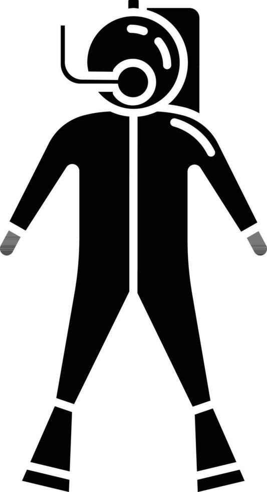 negro y blanco escafandra autónoma buceo icono o símbolo. vector