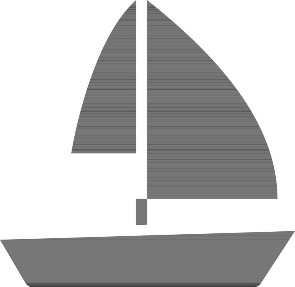 Sail Boat Icon In black and white Color. vector