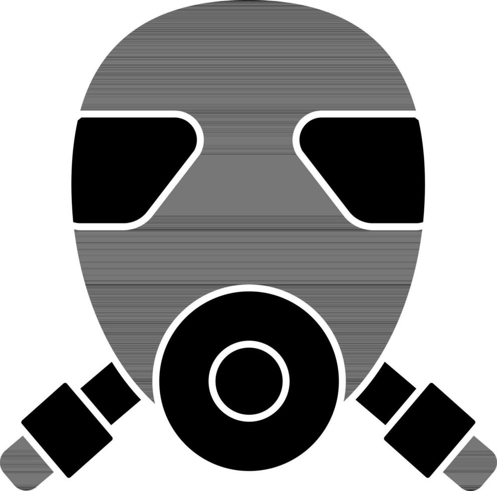 respirador o gas máscara icono en negro y blanco color. vector