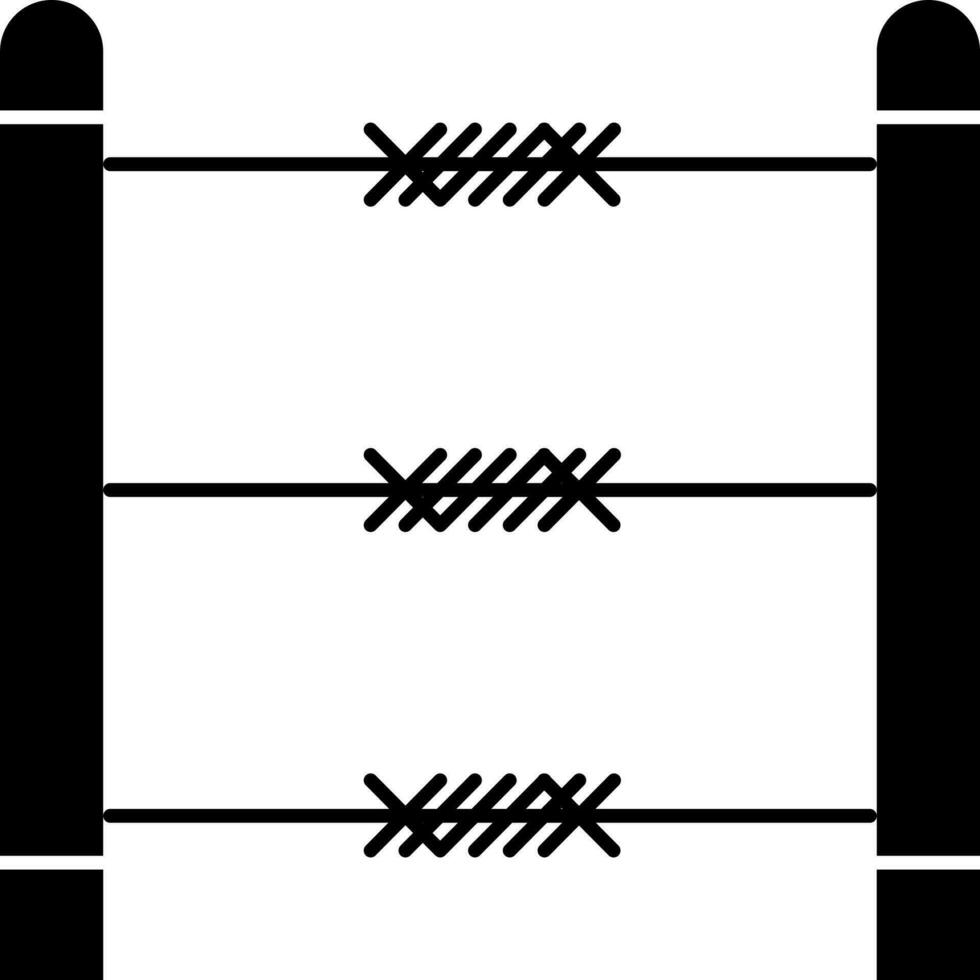 Barbed Wire Fence Icon In black and white Color. vector