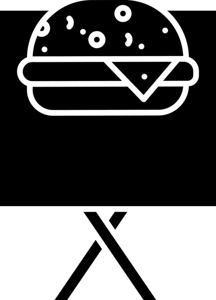 Advertising Board of Burger Shop Icon In black and white Color. vector