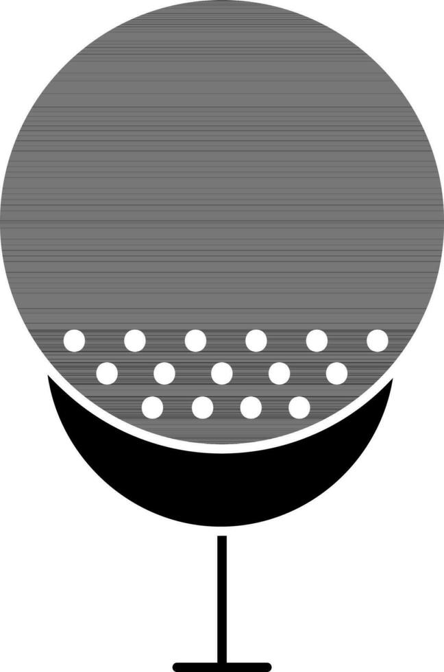 Golf Ball Tee Icon In black and white Color. vector