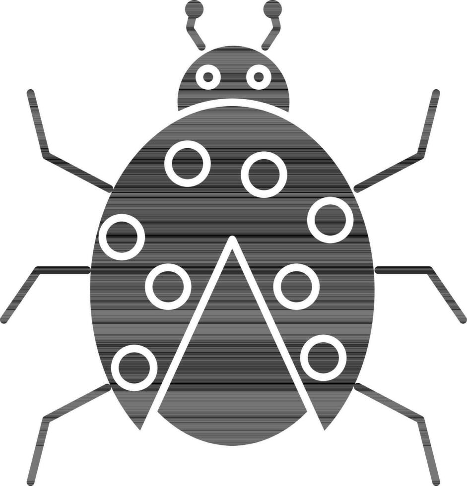 Ladybug Icon In black and white Color. vector