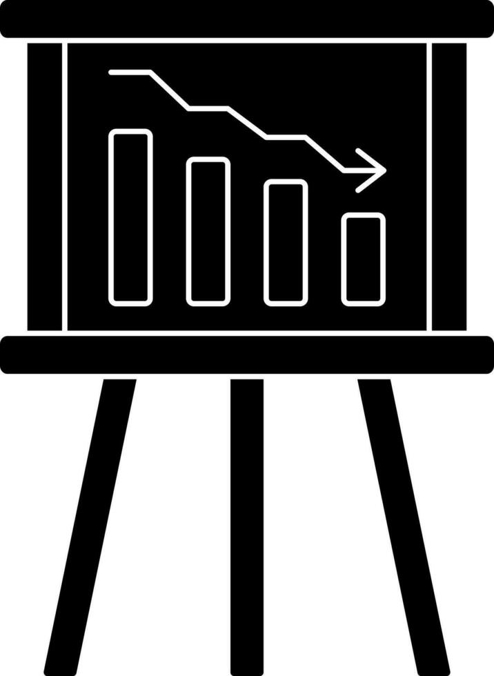 Presentation Decrease Graph Icon In black and white Color. vector