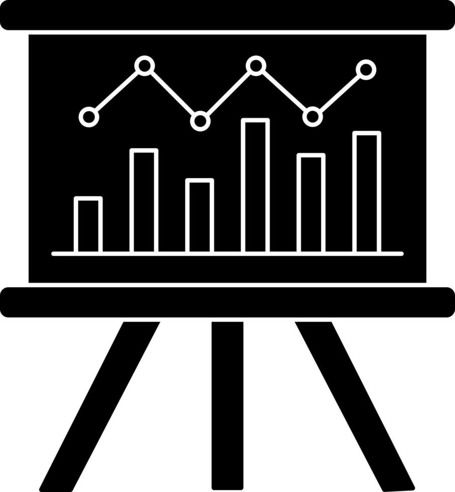 Presentation Financial Graph Board Icon In black and white Color. vector