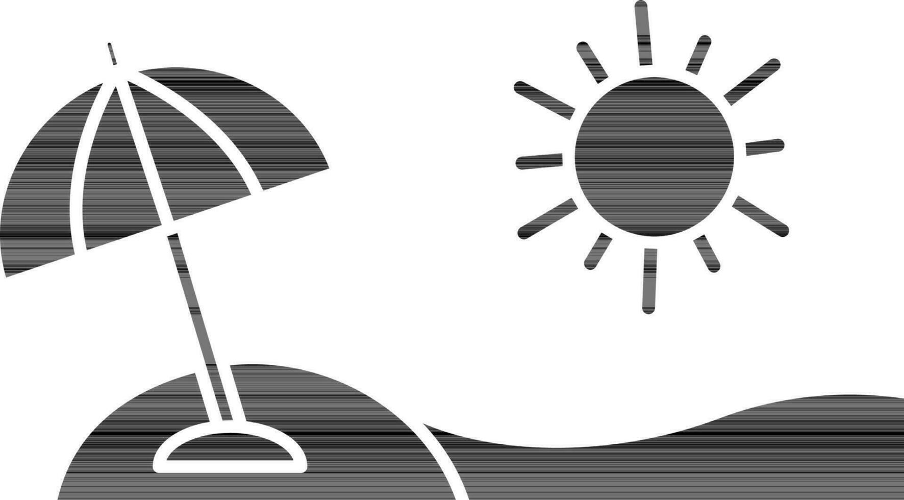 Glyph Style Sun And Umbrella Icon. vector