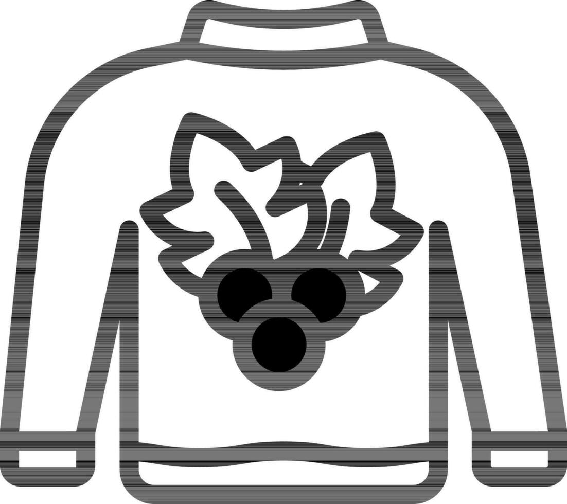 black and white Color Sweater Icon In Flat Style. vector