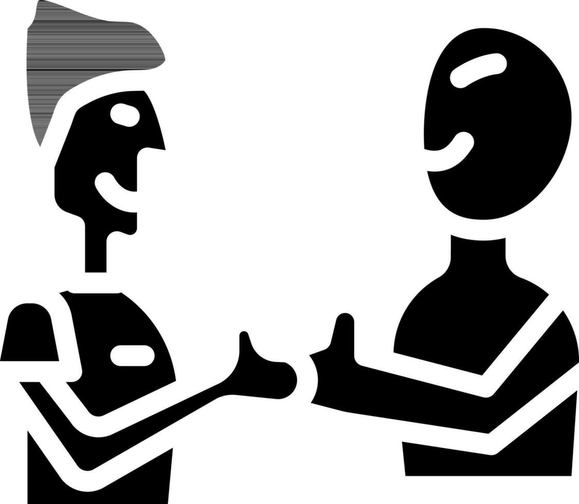 Black And White Human And Alien Character Icon. vector