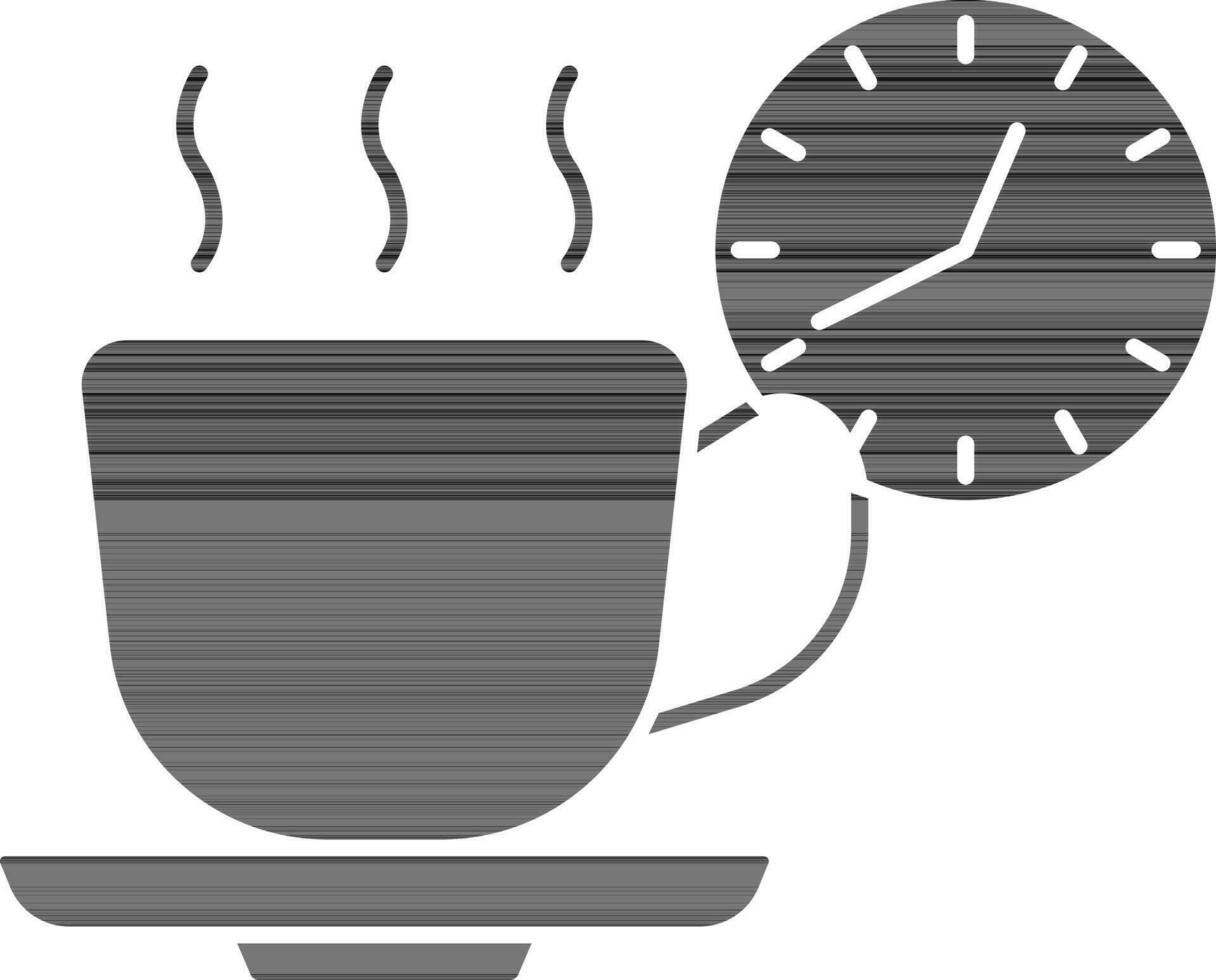 té o café hora icono en negro y blanco color. vector