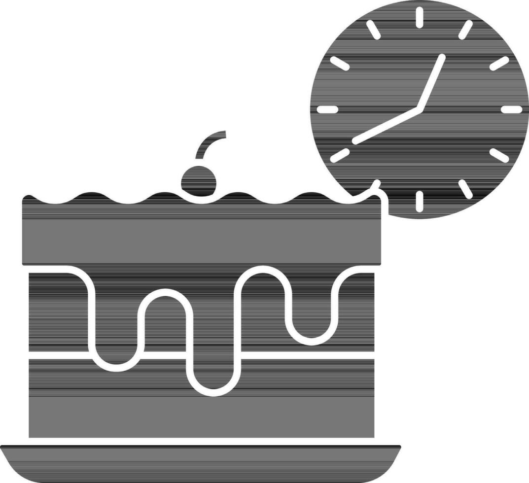 Lunch Time Icon In black and white Color. vector