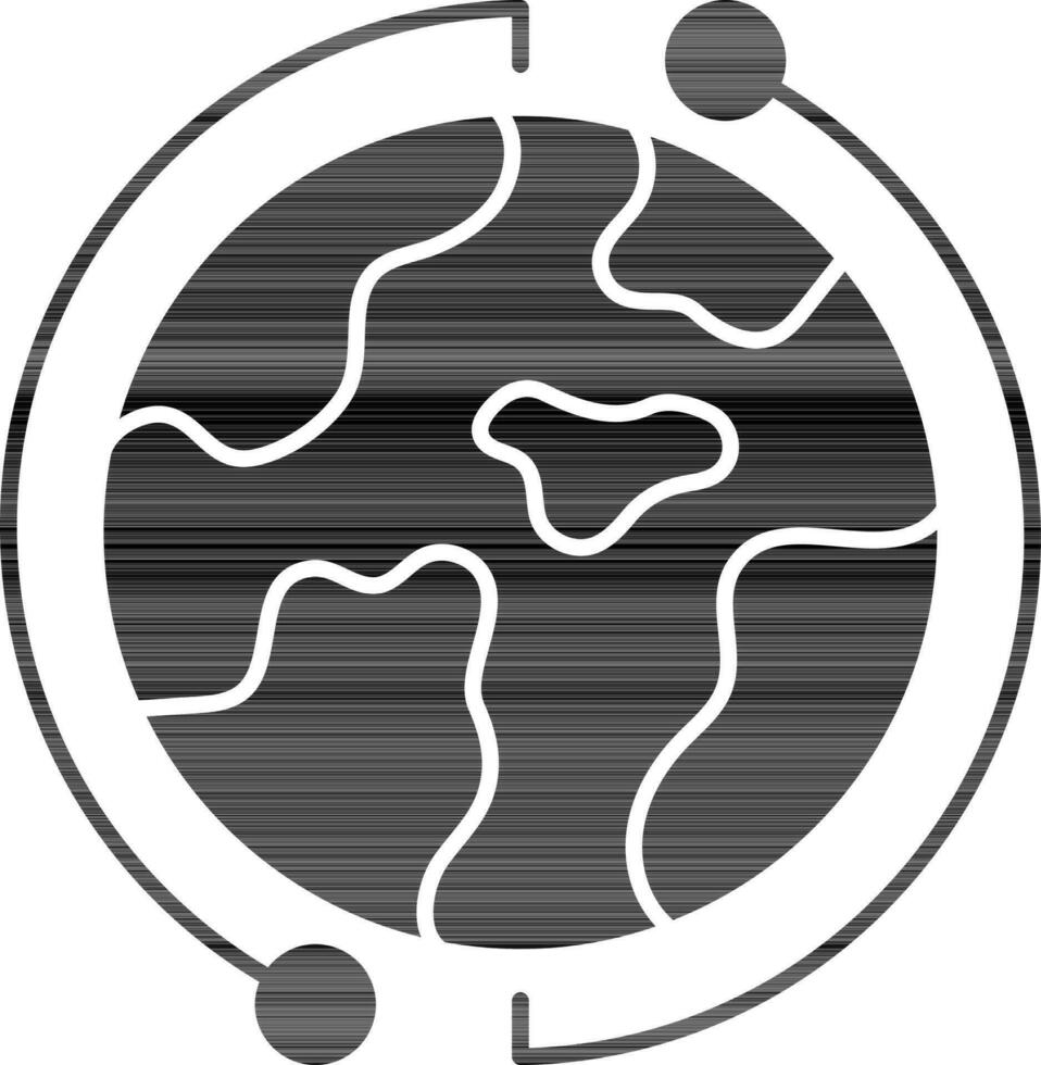 Refresh Globe Icon In black and white Color. vector