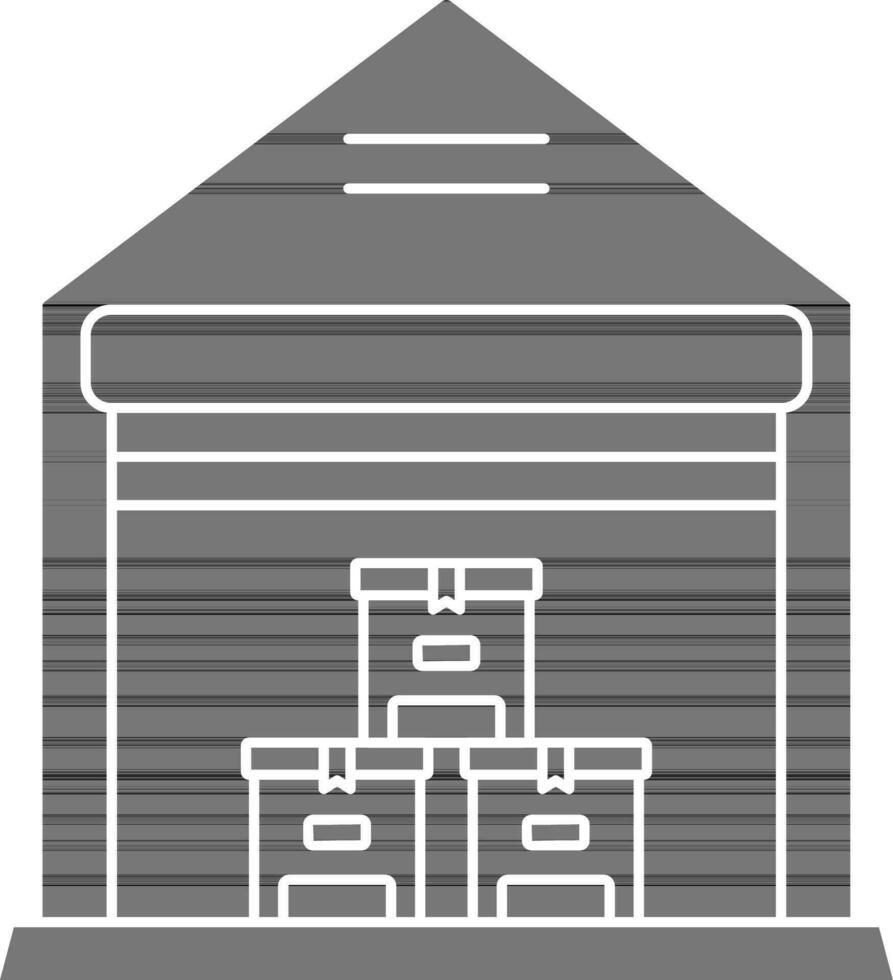 Warehouse Icon In black and white Color. vector