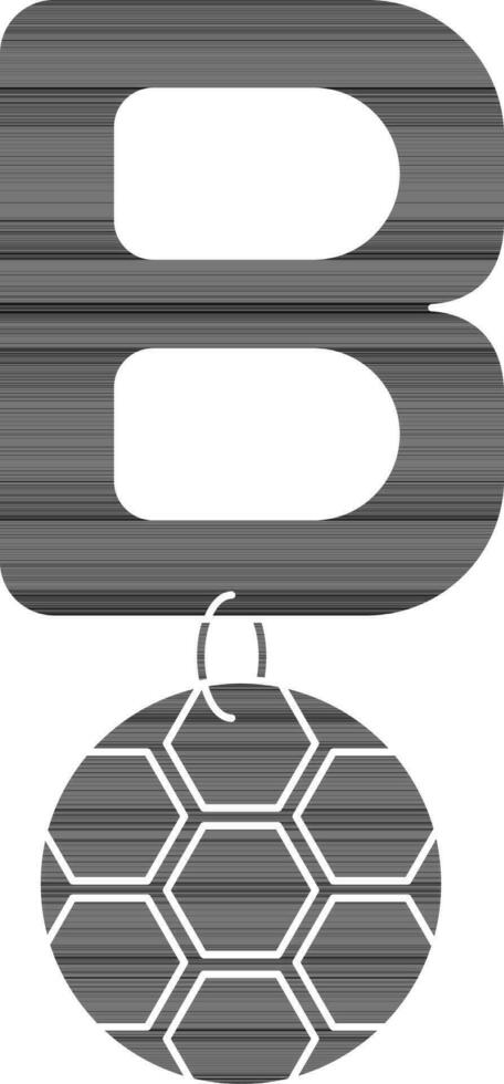 Letter B For Ball Icon In black and white Color. vector