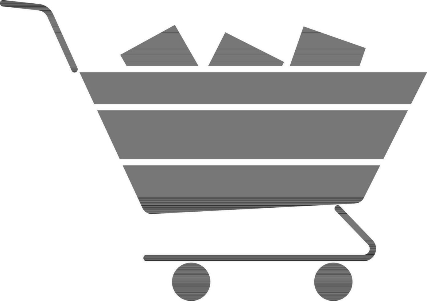 Flat Style Shopping Cart Icon In Black And White Color. vector